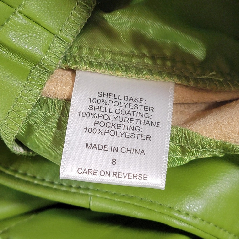 New York & Company Faux Leather Paperbag Pants Lime Green Women's Size 8 NWT - Picture 9 of 10